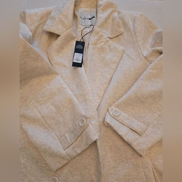 Fashion Nova All Business Baby Coat Double Breasted Button Size 1x - Picture 4 of 11